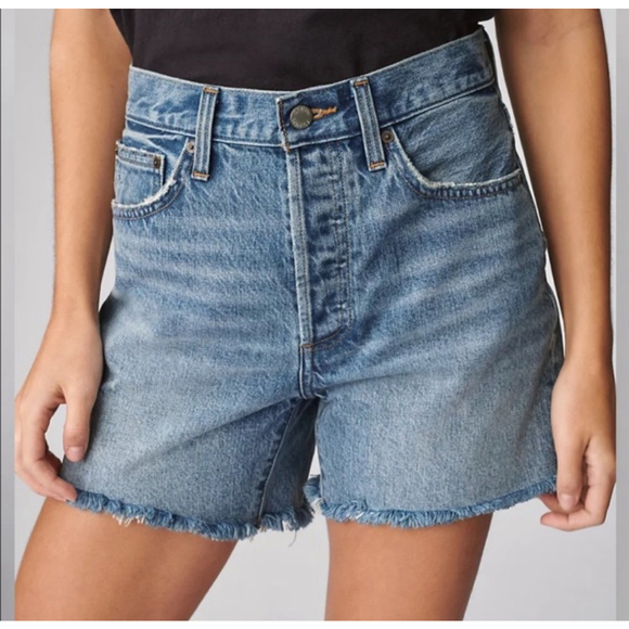 Denim Forum Pants - Aritzia Denim Forum Mid Thigh Denim Shorts Blue Size 27